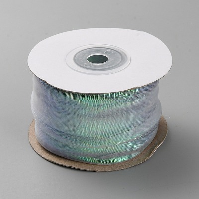 Rainbow Iridescent Laser Polyester Ribbon OCOR-WH0086-78F-1