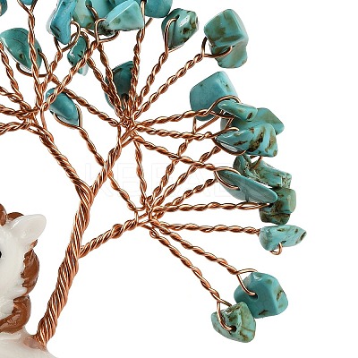 Natural & Synthetic Gemstone Chips Tree of Life Decorations DJEW-A017-01-1