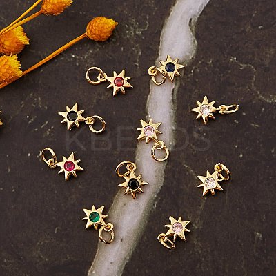 16Pcs 8 Colors Brass Micro Pave Cubic Zirconia Pendants KK-SZ0003-92-1