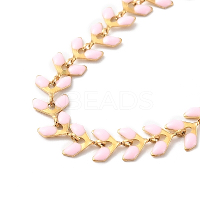 Enamel Ear of Wheat Link Chains Bracelet BJEW-P271-02G-03-1