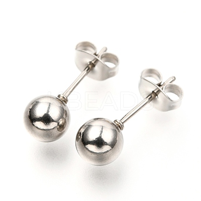 304 Stainless Steel Ball Stud Earrings EJEW-C501-10D-1