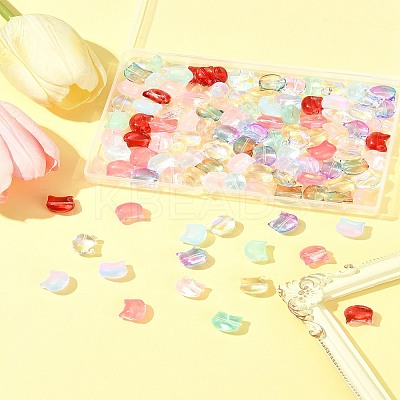 110Pcs 11 Colors Transparent Spray Paint Glass Beads GLAA-FS0002-15-1