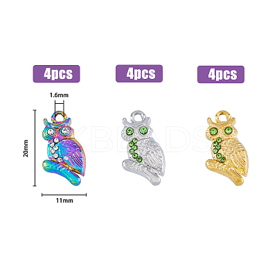 12Pcs 3 Colors 304 Stainless Steel Pendants STAS-FH0001-82-1