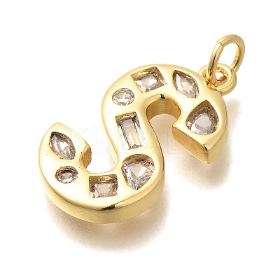 Brass Micro Pave Clear Cubic Zirconia Pendants KK-G521-01G-S-1