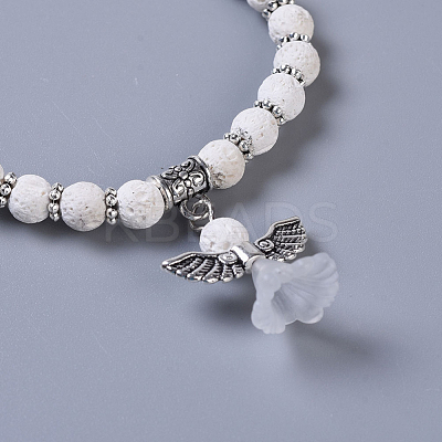 Dyed Natural Lava Rock(Dyed) Beads Stretch Bracelets BJEW-JB04221-03-1