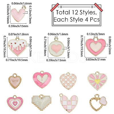 48Pcs 12 Styles Alloy Enamel Pendants ENAM-SC0007-73-1