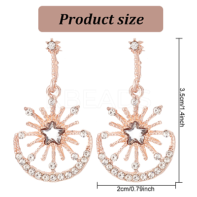 3 Pairs 3 Colors Crystal Rhinestone Sun with Moon Dangle Stud Earrings EJEW-AN0001-72-1