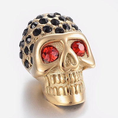 304 Stainless Steel Rhinestone Beads STAS-H446-90G-1