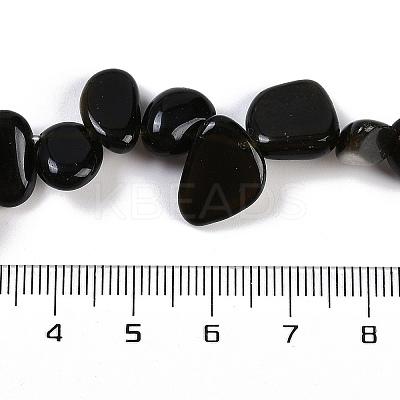 Natural Golden Sheen Obsidian Nuggets Beads Strands G-B125-A01-01-1