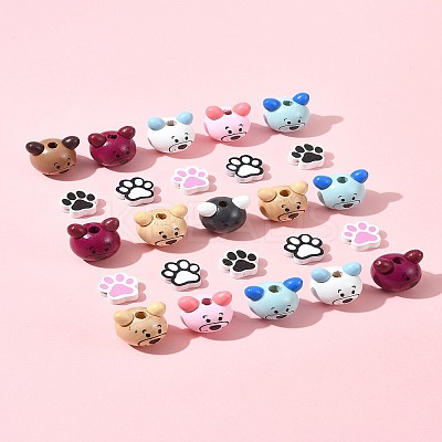 40Pcs 10 Styles Natural Wooden Beads WOOD-FS0001-35-1