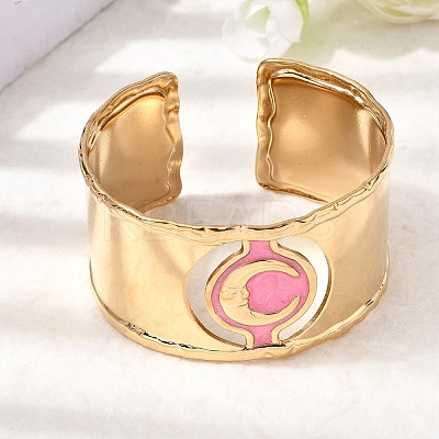 304 Stainless Steel Enamel Cuff Bangles for Women LS-BJEW-B166-02G-1