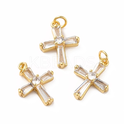 Rack Plating Brass Micro Pave Cubic Zirconia Pendants KK-E281-15G-1