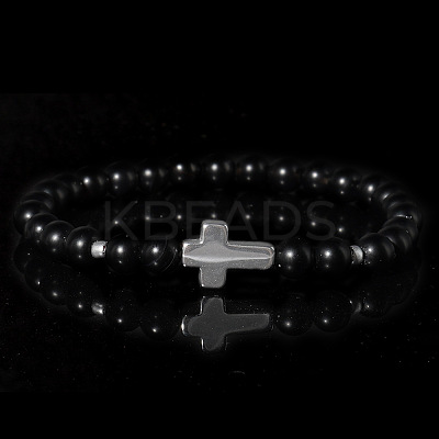 Glass Round Beads Stretch Bracelets RR0079-1