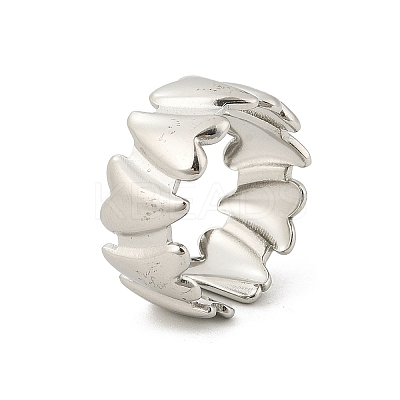 Heart 304 Stainless Steel Open Cuff Rings for Women LS-RJEW-G338-19P-1