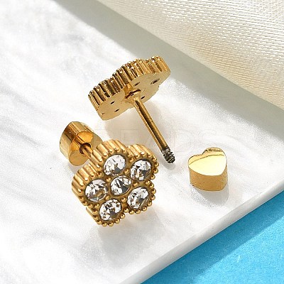 Ion Plating(IP) 304 Stainless Steel Stud Earrings EJEW-A118-09G-03-1