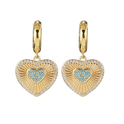Brass Cubic Zirconia Hoop Earrings EJEW-Q042-02A-G-1
