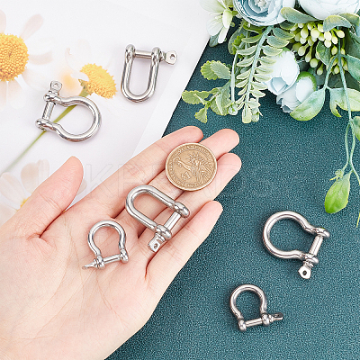 6Pcs 3 Style 304 Stainless Steel D-Ring Anchor Shackle Clasps STAS-UN0025-12-1