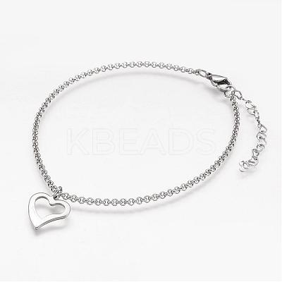 Tarnish Resistant 304 Stainless Steel Anklets AJEW-AN00199-1