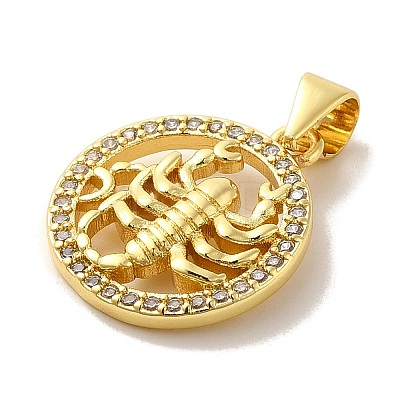 Zodiac Theme Brass Micro Pave Cubic Zirconia Pendants KK-M273-05J-G-1