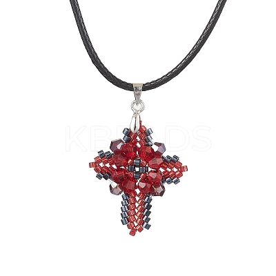 Transparent Electroplate Glass Pendant Necklaces NJEW-MZ00040-1