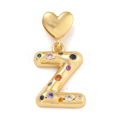 Brass Micro Pave Colorful Cubic Zirconia Pendants KK-P281-01G-Z-1