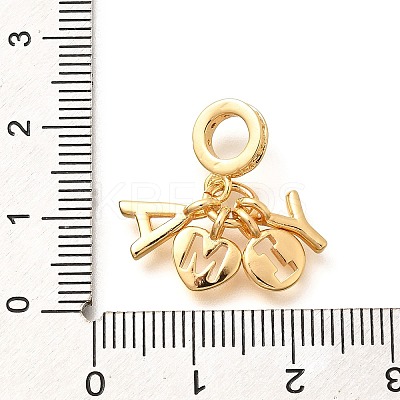 Brass Clear Cubic Zirconia Letter Y A European Dangle Charms KK-U048-23G-1