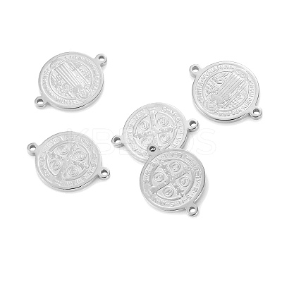 Anti-Tarnish 304 Stainless Steel Flat Round Connector Charms PW-WGBC551-07-1
