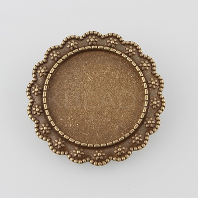 Vintage Alloy Flower Brooch Cabochon Bezel Settings LS-PALLOY-O038-29AB-NF-1