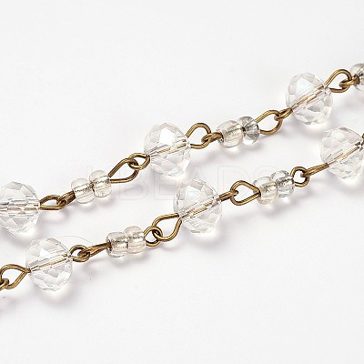 Glass Rondelle Beads Chains for Necklaces Bracelets Making AJEW-JB00116-02-1