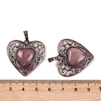 Natural & Synthetic  Mixed Gemstone Peach Love Heart Pendants G-G158-01-AB-1