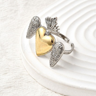 Brass Micro Pave Cubic Zirconia Cuff Rings for Women RJEW-F184-01A-GP-1