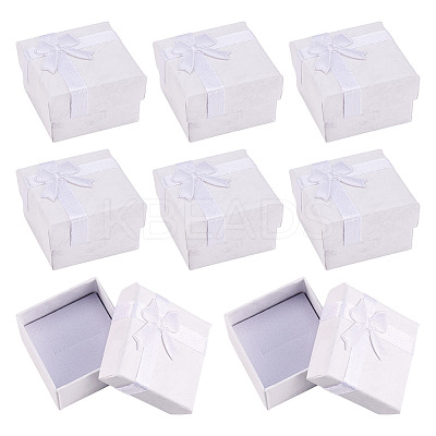 Square Paper Jewelry Ring Gift Boxes with Bowknot LS-CON-TAC0010-80E-1