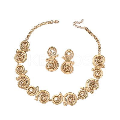 Alloy Vortex Link Chain Necklaces & Stud Earring Sets for Women FS-WG65950-01-1