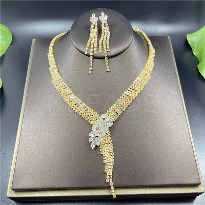 Alloy Rhinestone Bracelets & Earrings & Necklaces & Rings Sets FS-WG5A510-01-1