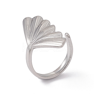 304 Stainless Steel Shell Shape Cuff Ring for Women LS-RJEW-C045-25P-1
