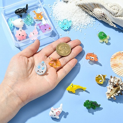17Pcs 17 Styles Marine Series Resin Pendants RESI-YW0003-29-1