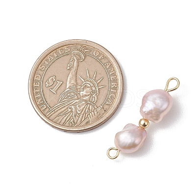 Natural Pearl Potato Beaded Connector Charms PALLOY-JF04902-1