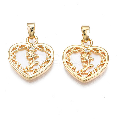 Brass Micro Pave Clear Cubic Zirconia Pendants KK-N233-166-1