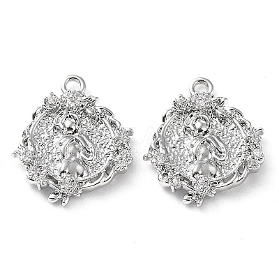 Rack Plating Brass Micro Pave Cubic Zirconia Pendants KK-K333-81P-1