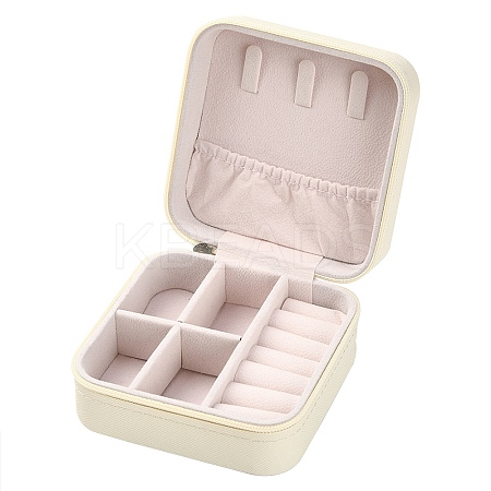 Imitation Leather Jewelry Zipper Box LBOX-T001-01A-1
