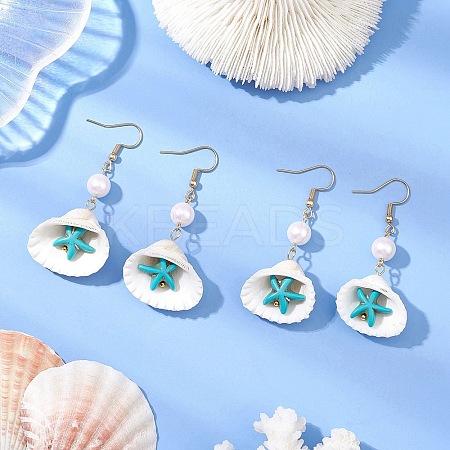304 Stainless Steel Shell Shape Dangle Earrings EJEW-JE06269-1