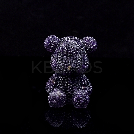 Bear Resin with Natural Amethyst Chips Inside Display Decorations PW-WG35709-04-1