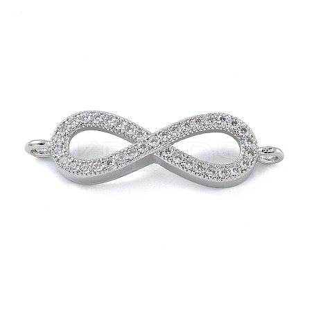 Rack Plating Brass Micro Pave Clear Cubic Zirconia Infinity Connector Charms KK-A234-079P-1