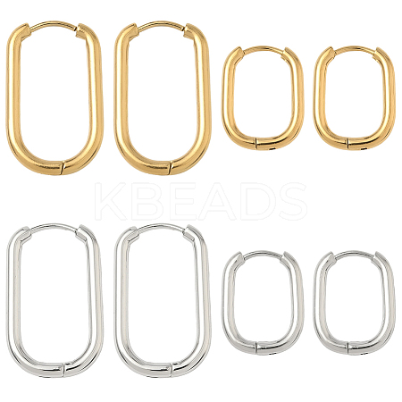 8 Pairs 4 Styles 304 Stainless Steel Oval Hoop Earrings EJEW-SC0001-75-1