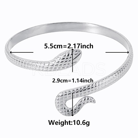 Stylish European and American Snake 304 Stainless Steel Cuff Bangles for Women SR4696-1-1