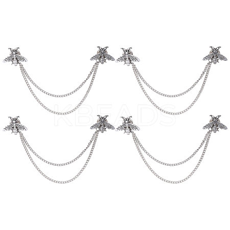 4Pcs Bee Alloy Hanging Chain Brooch FIND-CA0011-13AS-1