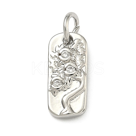 Five Elements Theme Brass Micro Pave Clear Cubic Zirconia Charms KK-F934-02B-P-1