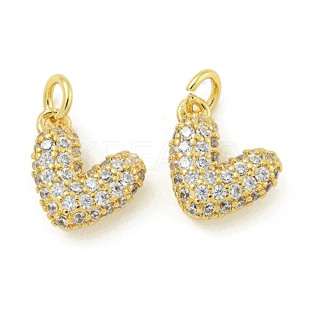 Rack Plating Brass Micro Pave Clear Cubic Zirconia Charms KK-Z067-23G-03-1