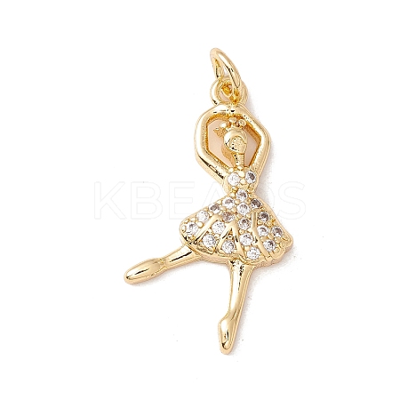 Brass Micro Pave Cubic Zirconia Pendants X-KK-G415-22G-1