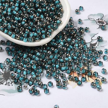 Transparent Inside Colours Glass Seed Beads SEED-H002-A-C223-1